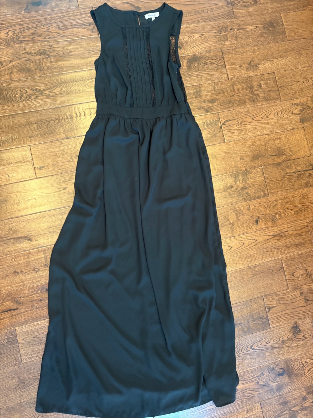 Monteau Black Maxi Dress with Lace-Trim Bodice